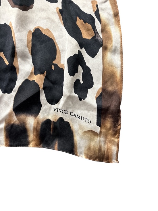 Vince Camuto Silk Animal Print Scarf - Black and Tan - Picture 4 of 6